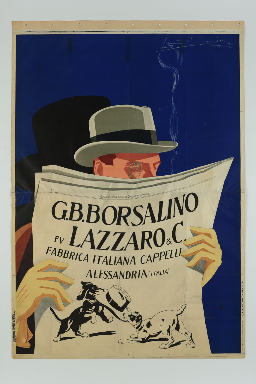 GB Borsalino fu Lazzaro C uomo con un cappello legge il quotid